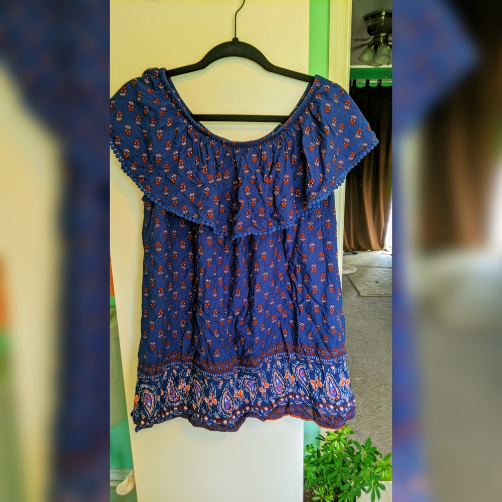 Fader Glory blue tunic 1x cute boho hippy top